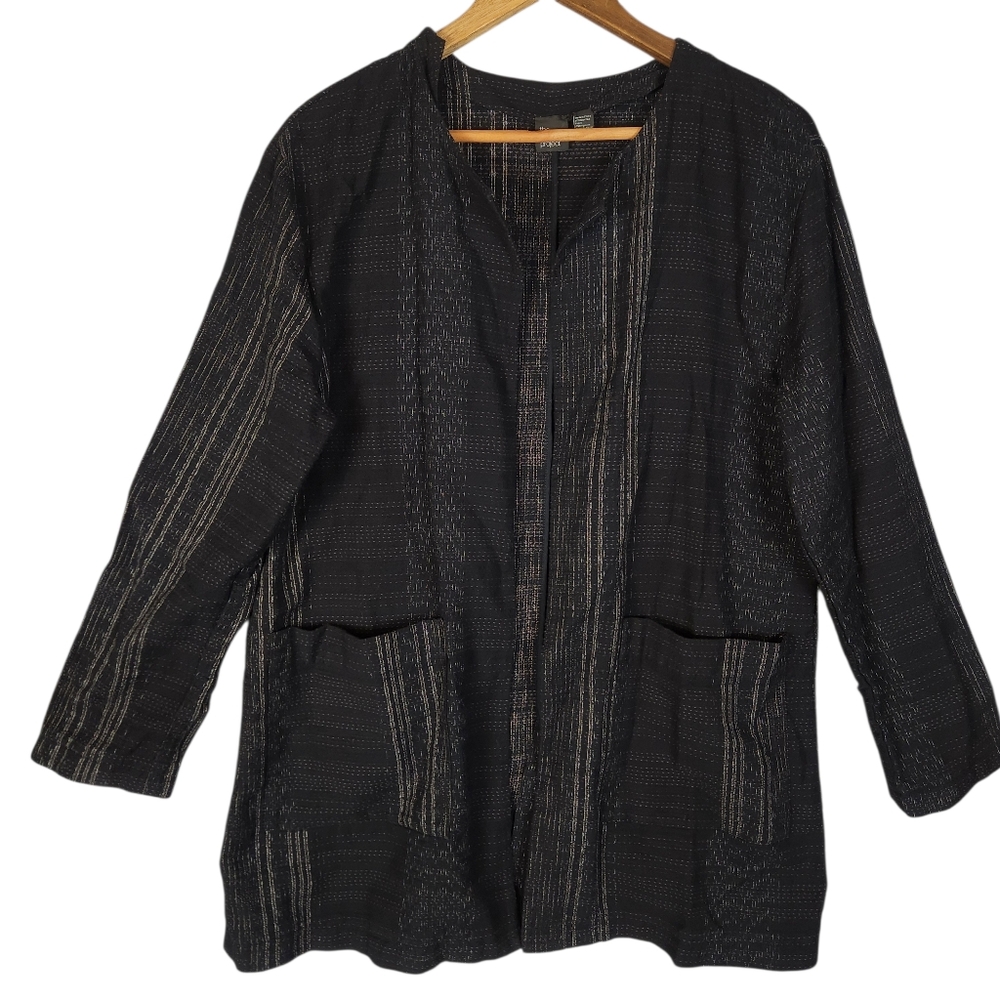 Eileen Fisher Project Dress And Jacket Set Size Medium Black Textured Weave - Picture 6 of 14